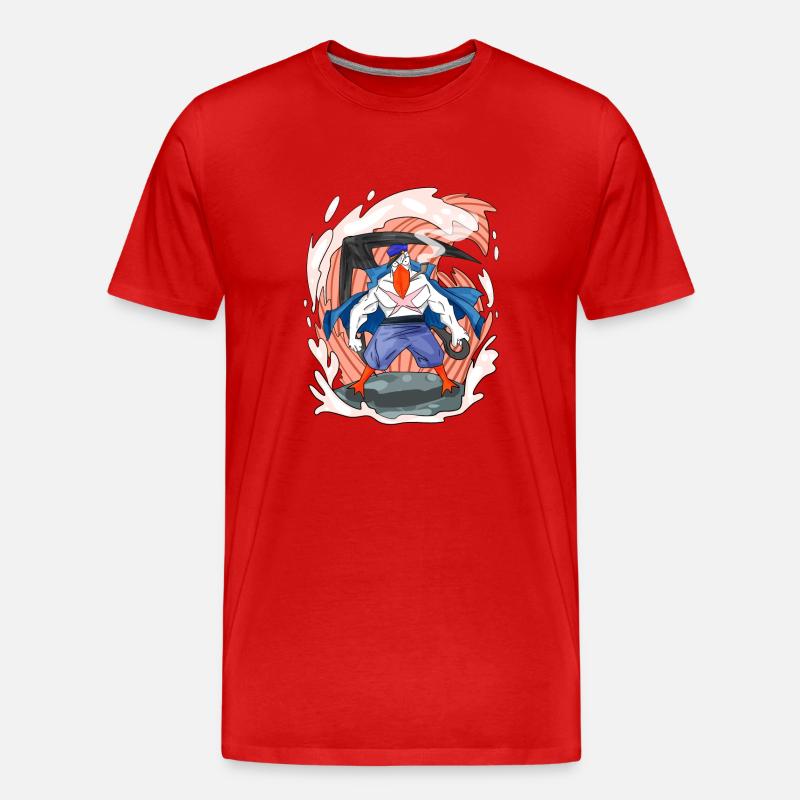 Möwe mit Anker - Männer Premium Bio T-Shirt - Rot