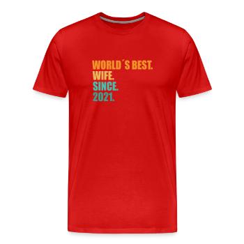 Meilleure épouse depuis 2021 1er anniversaire de mariage - T-shirt bio Premium Homme - rouge - Devant - Damien (186cm)