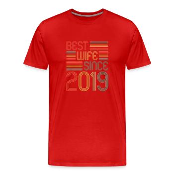 Meilleure épouse depuis 2019 2e anniversaire de mariage - T-shirt bio Premium Homme - rouge - Devant - Damien (186cm)