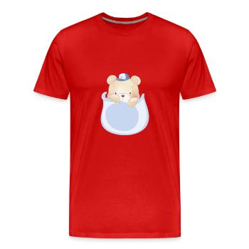 Marsupium Bébé Ours en peluche - T-shirt bio Premium Homme - rouge - Devant - Damien (186cm)