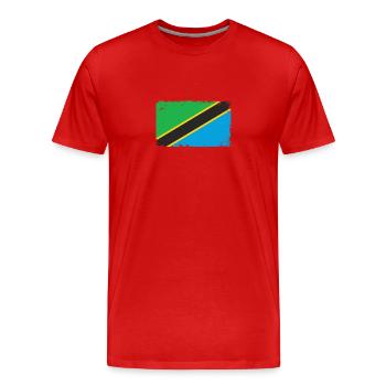 Tanzanie Drapeau de battements de cœur Vintage Tanzanie - T-shirt bio Premium Homme - rouge - Devant - Damien (186cm)