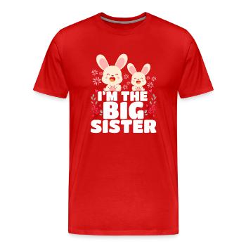 Je suis La Grande Sœur Big Sis - T-shirt bio Premium Homme - rouge - Devant - Damien (186cm)