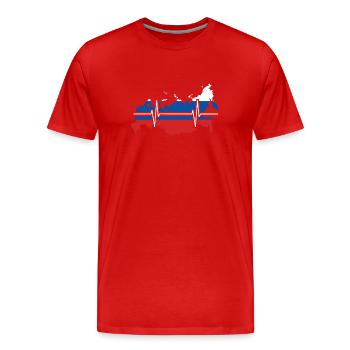 Russie Battements de cœur Drapeau Russie - T-shirt bio Premium Homme - rouge - Devant - Damien (186cm)