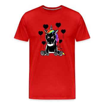 Halloween Einhorn böse schlecht Fabelwesen Horror - Männer Premium Bio T-Shirt - Rot - Vorne - Damien (186cm)