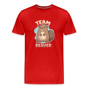 Beaver Fan Beaver Lover Funny Beaver Gift - Men's Premium Organic T-Shirt - red - Front - Damien (186cm)