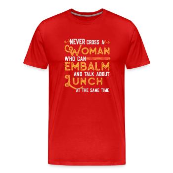 Drôle de dicton de pompes funèbres - T-shirt bio Premium Homme - rouge - Devant - Damien (186cm)