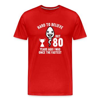 80 Jahre vor 80 Jahren schnellste 80. Geburtstag - Männer Premium Bio T-Shirt - Rot - Vorne - Damien (186cm)