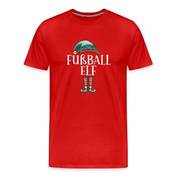Weihnachten Partnerkostüm Fußball Elf Elfe Elfen - Männer Premium Bio T-Shirt - Rot - Vorne - Damien (186cm)