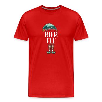 Weihnachten Partnerkostüm Bier Elf Elfe Elfen - Männer Premium Bio T-Shirt - Rot - Vorne - Damien (186cm)