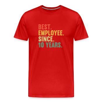 10 years of service 10 years of service - Men's Premium Organic T-Shirt - red - Front - Damien (186cm)