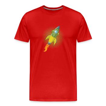 Rocket Comic Spaceship Spacecraft Missile - T-shirt bio Premium Homme - rouge - Devant - Damien (186cm)