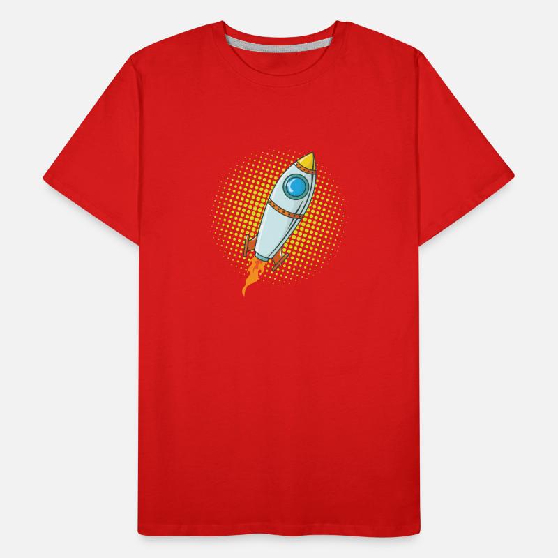 Moon Rocket Spaceship Comic Missile Men's Premium Organic T-Shirt