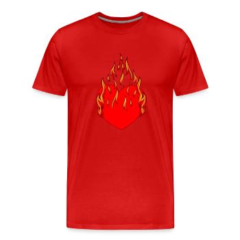Herz Feuer Flamme Inferno Liebe verliebt Beziehung - Männer Premium Bio T-Shirt - Rot - Vorne - Damien (186cm)