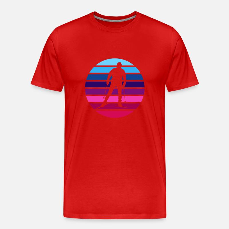 Ski Langlauf Langläufer - Männer Premium Bio T-Shirt - Rot