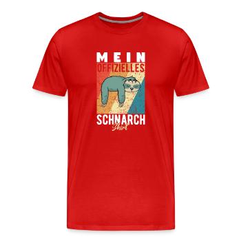 Mein Schnarchshirt Schlafshirt Faultier Retro - Männer Premium Bio T-Shirt - Rot - Vorne - Damien (186cm)