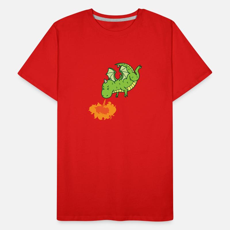 Dragon crache du feu Créatures mythiques Conte de fées T-shirt bio Premium Homme