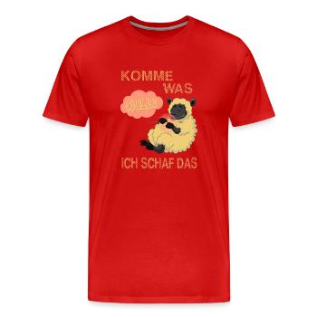 Komme was Wolle ich Schaf das - Männer Premium Bio T-Shirt - Rot - Vorne - Damien (186cm)