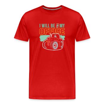 Funny Farmer Funny Farming Tractor Country Life - Men's Premium Organic T-Shirt - red - Front - Damien (186cm)