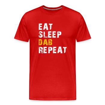 Schlaf dab essen wiederholen - Männer Premium Bio T-Shirt - Rot - Vorne - Damien (186cm)