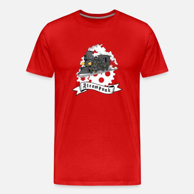 Dampf Zug Steampunk - Männer Premium Bio T-Shirt - Rot