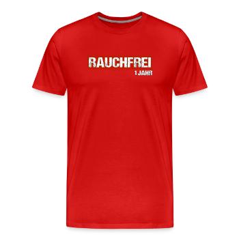 rauchfrei Nichtraucher 1 Jahr Geschenk - Männer Premium Bio T-Shirt - Rot - Vorne - Damien (186cm)