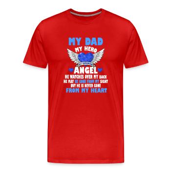 mon père mon héros - T-shirt bio Premium Homme - rouge - Devant - Damien (186cm)