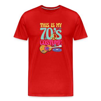 Ceci est mon costume des années 70 pour tous ceux qui aiment les années 70 - T-shirt bio Premium Homme - rouge - Devant - Damien (186cm)