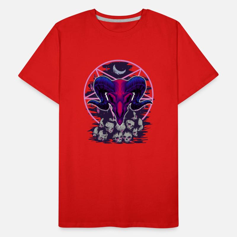 pentagram, goat head devil, on skulls Men's Premium Organic T-Shirt