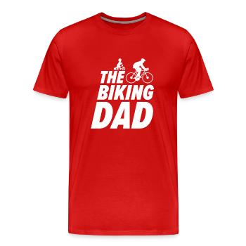 The Biking Dad Papa Bicycle Baby Father with Child - Men's Premium Organic T-Shirt - red - Front - Damien (186cm)