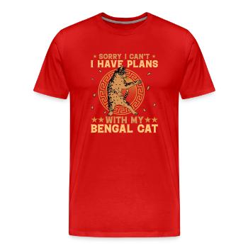 Désolé, je ne peux pas avoir de plans avec mon chat Bengal - T-shirt bio Premium Homme - rouge - Devant - Damien (186cm)