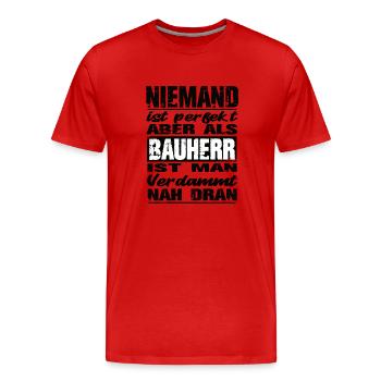 Bauherr - Männer Premium Bio T-Shirt - Rot - Vorne - Damien (186cm)