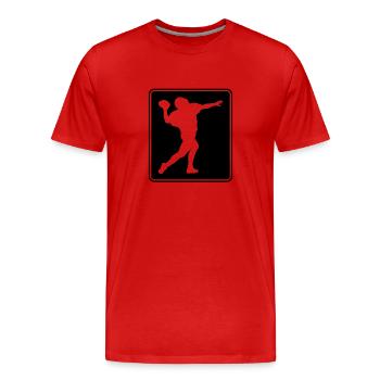 Football Footballer Logo - Men's Premium Organic T-Shirt - red - Front - Damien (186cm)