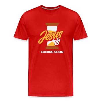 Pasteur Jésus à venir Bientôt Pasteur - T-shirt bio Premium Homme - rouge - Devant - Damien (186cm)
