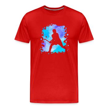 Hockey - Männer Premium Bio T-Shirt - Rot - Vorne - Damien (186cm)