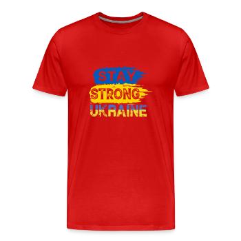 Restez fort Ukraine Drapeau Bleu et Jaune Paix - T-shirt bio Premium Homme - rouge - Devant - Damien (186cm)
