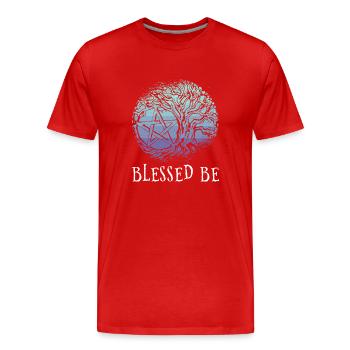 Tree Of Life I Wiccan I Pentacle I Pentagram I - Men's Premium Organic T-Shirt - red - Front - Damien (186cm)