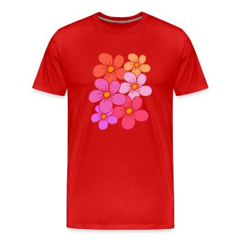 Blumen, Blumenstrauß, Blumenranke, Blumenmuster - Männer Premium Bio T-Shirt - Rot - Vorne - Damien (186cm)
