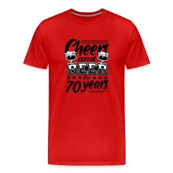 70 Geburtstag - Männer Premium Bio T-Shirt - Rot - Vorne - Damien (186cm)