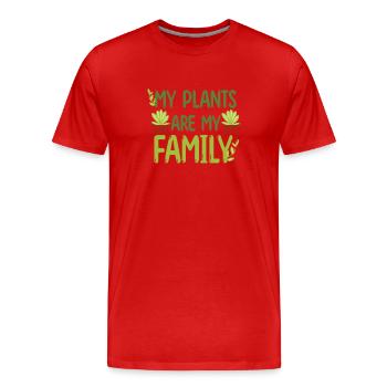 Mes plantes sont ma plante de jardin familial - T-shirt bio Premium Homme - rouge - Devant - Damien (186cm)
