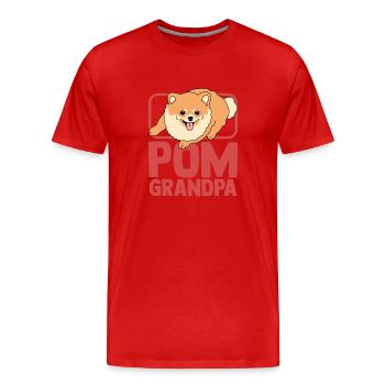 Zwergspitz Pomeranian Dog Pom Grandpa Gift - Men's Premium Organic T-Shirt - red - Front - Damien (186cm)