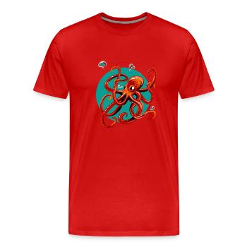 Octopus - Men's Premium Organic T-Shirt - red - Front - Damien (186cm)