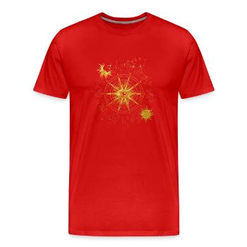 Alles sehende Auge Spirituelles Symbol Mond Sonne - Männer Premium Bio T-Shirt - Rot - Vorne - Damien (186cm)