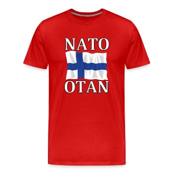 L’OTAN et le drapeau de la Finlande - T-shirt bio Premium Homme - rouge - Devant - Damien (186cm)