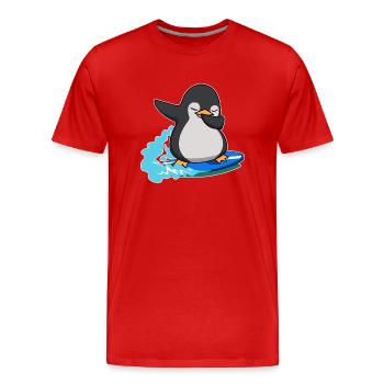 dab dabbing pinguin surfen königspinguin birthday - Männer Premium Bio T-Shirt - Rot - Vorne - Damien (186cm)