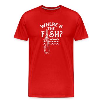 Wo Ist Der Fisch? Fischen Angler Fischer Angeln - Männer Premium Bio T-Shirt - Rot - Vorne - Damien (186cm)