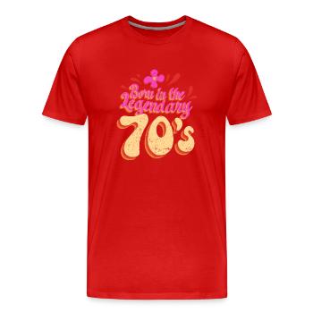 Né dans les années 70 70 Retro Hippie coloré - T-shirt bio Premium Homme - rouge - Devant - Damien (186cm)
