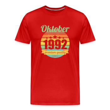 Geboren Oktober 1992 30 Jahre 30er 30.Geburtstag - Männer Premium Bio T-Shirt - Rot - Vorne - Damien (186cm)