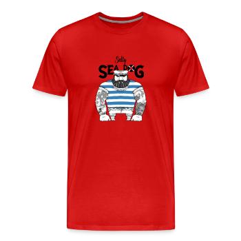 "Salty Sea Dog" Seemann aesthetic Seefahrer Design - Männer Premium Bio T-Shirt - Rot - Vorne - Damien (186cm)