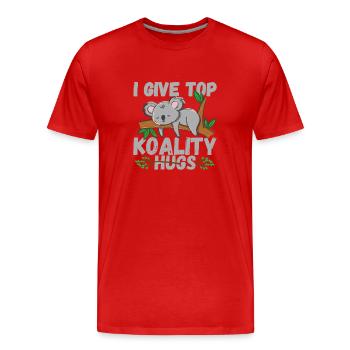 I Give Top Koality Hugs Cute Koala Bear - Men's Premium Organic T-Shirt - red - Front - Damien (186cm)