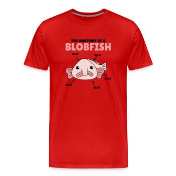 Blobfish Explication Anatomie d’un Blobfish - T-shirt bio Premium Homme - rouge - Devant - Damien (186cm)